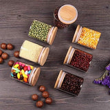 NEW Eviqe Store® - 6 Piece Small Glass Jars Air Tight Canister Kitchen Food Storage Container Set with Natural Bamboo Lids for Candy, Cookie, Rice, Sugar, Flour, Pasta, Nuts (270ML)