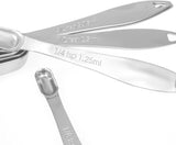 NEW Accurate 18/8 Stainless Steel Measuring Spoons, Heavy Duty Good Handle Set of 6 Measuring Spoon with Ring Connector, Silver
