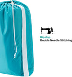 NEW HOMEST 2 Pack XL Nylon Laundry Bag with Strap, Large Dirty Clothes Organizer, Easy Fit a Laundry Hamper or Basket, Can Carry Up to 4 Loads of Laundry, Black and Sky Blue