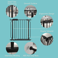 NEW WAOWAO Baby Gate 48.03-52.76inch Extra Wide Pressure Mounted Walk 49 50 51 52 Inches Through Swing Auto Close Safety Black Metal Toddler Kids Child Dog Pet Puppy Cat for Stairs, Doorways, Kitchen (Black, 48.03-52.76"/122-134cm), Retails $154+