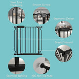 NEW WAOWAO Baby Gate 48.03-52.76inch Extra Wide Pressure Mounted Walk 49 50 51 52 Inches Through Swing Auto Close Safety Black Metal Toddler Kids Child Dog Pet Puppy Cat for Stairs, Doorways, Kitchen (Black, 48.03-52.76"/122-134cm), Retails $154+