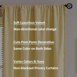 NEW Retails $70, Yellow Velvet Curtains for Living Room 42X95" Each Panel Soft Luxury Window Drapes Pom Pom Fringe Curtain Panels Decorative Cotton Feel Soft Curtains for Kids Room 2 pc, Yellow