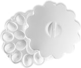 NEW KB KITCHEN BASICS 10.5" Egg Carrier with Lid, Holds 18 Eggs - Durable Melamine Serveware, Portable Design with Secure Lid & Handle for Gatherings & Storage, Plastic Egg Container for Deviled Eggs