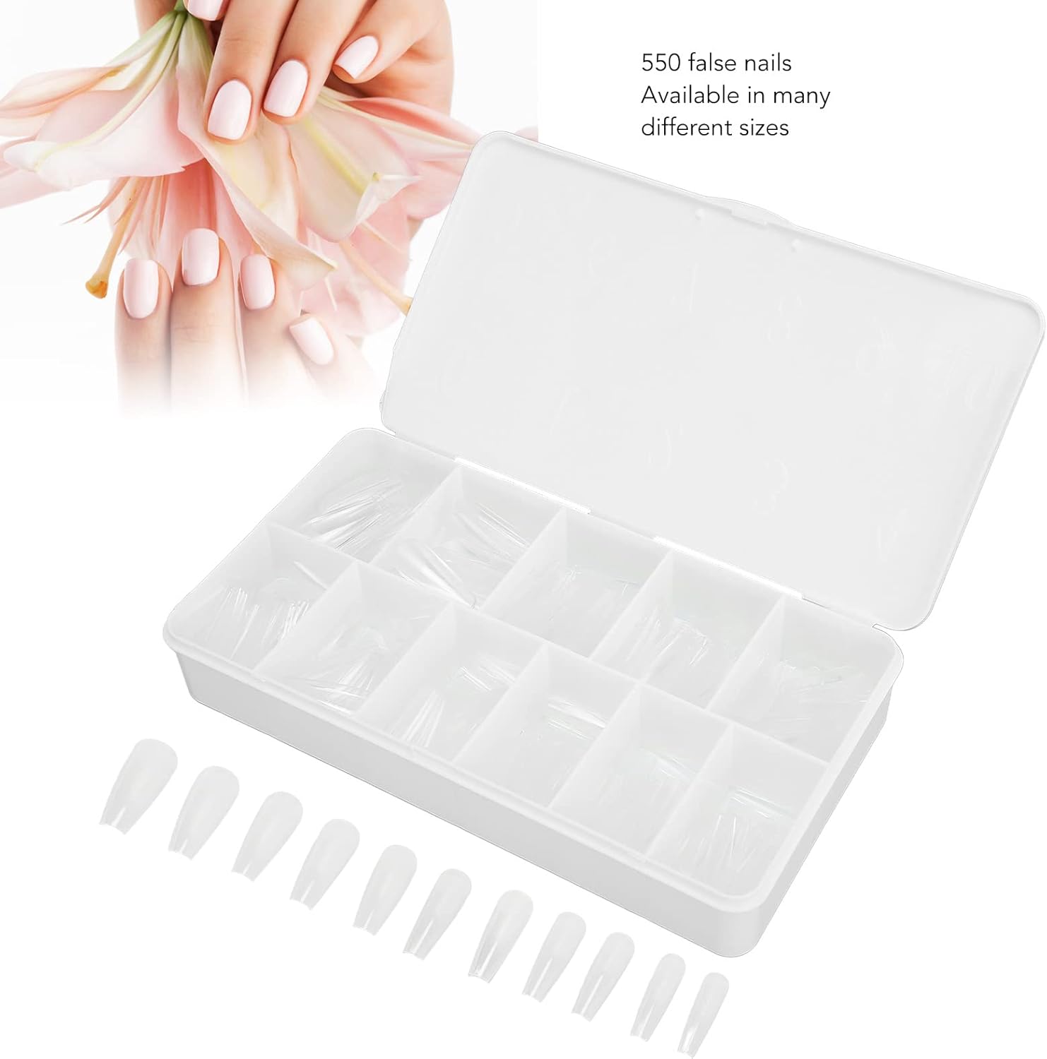 NEW Clear Nail Tips, 550 Pcs Nail Tips Ultra Thin Seamless Semi Frosted Press On Clear Nail Tips Gel Nail Tips Coffin Nails Tips DIY Nail Art for Nails Extension (Long)