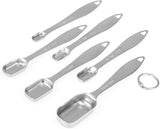 NEW Accurate 18/8 Stainless Steel Measuring Spoons, Heavy Duty Good Handle Set of 6 Measuring Spoon with Ring Connector, Silver