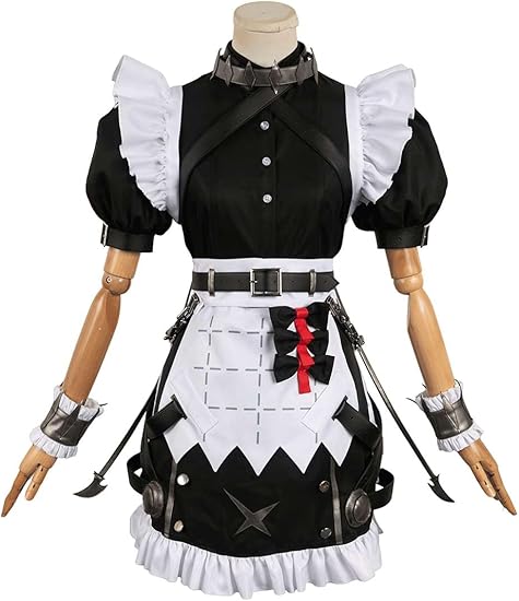 NEW Retails $100, Vaianie Ellen Joe Cosplay Costume Game Costume Women Maid Dress Uniform Girls Apron Outfits Halloween Carnival Costume, Full Set, No Tail, Sz L, Fits Medium