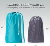 NEW HOMEST 2 Pack XL Nylon Laundry Bag with Strap, Large Dirty Clothes Organizer, Easy Fit a Laundry Hamper or Basket, Can Carry Up to 4 Loads of Laundry, Black and Sky Blue