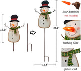 NEW Retails $82, E-view Metal Snowman Garden Stake Christmas Yard Signs with LED Light - Outdoor Decorative Snowman Welcome Sign Winter Holiday Lawn Decoration