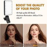 NEW PIDINUK Selfie Light for iPhone,Portable Phone Clip on Light,Rechargeable LED Ring Light for Phone,Video Recording,Camera,Laptop,TikTok,Tablet,Vlog,Computer,5 Lighting Modes,80 LED High Power