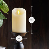 NEW Luminara Moving Flame Pillar Flameless LED Candle, Scalloped Edge, Real Wax, Unscented - Ivory (4.5-inch)