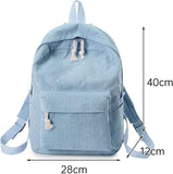 NEW School Backpack Corduroy Back pack Teen Boys Girls Simple Book Bag Middle High School College Lightweight Daypack, Light Blue