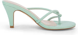 NEW Rilista Womens Open Toe Flip Flops Stiletto Heels Summer Strappy Thong Slide on Slingback Mules Sandals - Size 7 Retails $68+