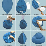 NEW Bean Bag Chair Cover (Without Filler) Bean Bag Sofa Couch Cover High Back Lazy Sofa Bean Bags Plush Toy Storage Bag Clothes Organizer Beanbag Chair Cover for Adults Kids (Blue, M:31.5x35.4in)