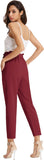 NEW GRACE KARIN Women's Cropped Paper Bag Waist Pants with Pockets, Wine, Sz M