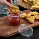 NEW Retails $40, 100 Sets - 1oz Disposable Portion Cups with Lids, Souffle Cups, Jello Shot Cups, Condiment Sauce Containers, Clear Disposable Cups for Dipping, Food Storage, Party & Catering