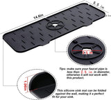 NEW Silicone Kitchen Faucet Sink Splash Guard, Silicone Faucet Water Catcher Mat – Sink Draining Pad Behind Faucet, Grey Rubber Drying Mat for Kitchen & Bathroom Countertop Protect (Black)