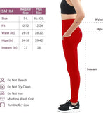 NEW SATINA Leggings for Women - Soft Women’s High Waisted Leggings, Full Lengths w/Pockets, Red, One Size