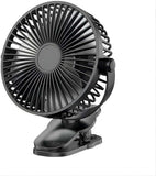 NEW Compact Clip on Fan USB Rechargeable, 5000mAh 6 Inches Portable Personal Fan for Outdoors, Baby Stroller, Car Seat, Gym - Black