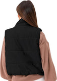 NEW VELISDE Women's Cropped Puffer Vest Women Sleeveless Winter Outerwear Warm Lightweight Stand-up Collar Short with Pockets, Black, Sz S, Retails $63