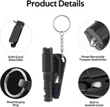 NEW 3 in 1 Safety Car Escape Keychain Seatbelt Cutter and Window Breaker, Car Window Breaker Keychain Seatbelt Cutter Glass Breaker, Car Emergency Escape Tool for Automotive Accidents, BLUE