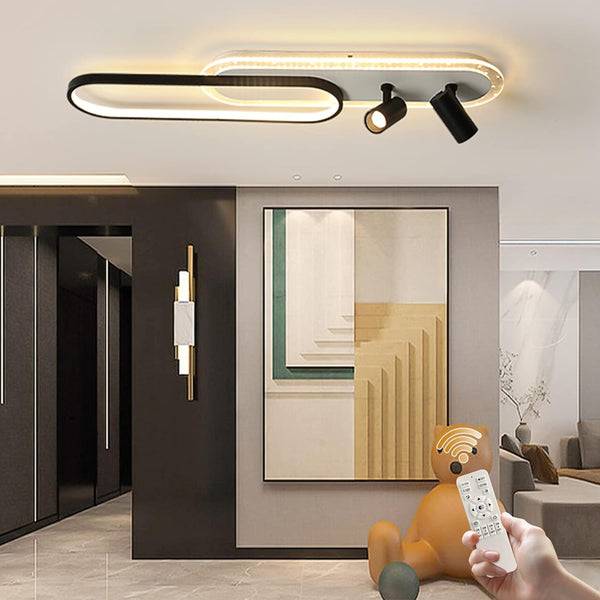 NEW Tioolo Modern Ceiling Lamp, LED Linear Ceiling Light Fixture, 45W Dimmable Ceiling Light with Remote, Acrylic Flush Mount Chandelier Ceiling Lighting for Kitchen Dining Room Bedroom Corridor!