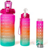 NEW MAFEE 3 in 1 Motivational Water Bottles 2L/900ml/300ml - 64oz-32oz-300ml Sports Water Bottles, Leakproof & BPA Free with Time Marker for Outdoor Sport