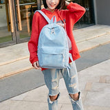 NEW School Backpack Corduroy Back pack Teen Boys Girls Simple Book Bag Middle High School College Lightweight Daypack, Light Blue
