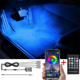 NEW TABEN RGB Car Footwell Ambient Lighting Kit APP Control + RF Remote Control, 16.7 Millions Colors Sound Active Music Sync DC Line Car Interior Footwell Atmosphere Light DC 12V