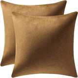 NEW DEZENE Throw Pillow Cases 24x24 Golden Brown: 2 Pack Cozy Soft Velvet Square Decorative Pillow Covers for Farmhouse Home Decor
