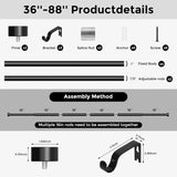 NEW Retails $46, VOIIY Curtain Rods for Windows, Black 1'' Diameter Drapery Rods with End Cap Style Design, Modern Adjustable Heavy Duty Curtain Rod, Size: 36''- 88''