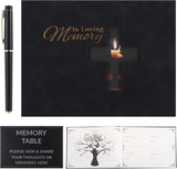 NEW Funeral Guest Book for Memorial Service Black Hardcover in Loving Memory Guestbook for The Celebration of Life Honoring Loved Ones, Funeral Guest Sign in Book with Memory Table Sign Pen (Cross Window)