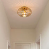 NEW Retails $121, Fivess Lighting Modern Gold Flush Mount Light Fixture Metal Cage Single Semi Flush Mount Ceiling Light for Hallway Bedroom Kitchen Entryway Farmhouse