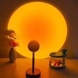 NEW Balkwan Sunset Lamp Projection Rotation Rainbow Lamp Led Romantic Visual Led Light Network Red Light with USB Modern Floor Stand Night Light Living Room Bedroom Decor (Sunset Red)