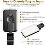 NEW PIDINUK Selfie Light for iPhone,Portable Phone Clip on Light,Rechargeable LED Ring Light for Phone,Video Recording,Camera,Laptop,TikTok,Tablet,Vlog,Computer,5 Lighting Modes,80 LED High Power