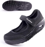 NEW Women's Working Nurse Shoes, Adjustable Breathable Diabetic Shoes, Wedges Walking Mary Jane Sneaker, Fitness Casual Nursing Orthotic Shoes for Arthritis, Diabetes, Heel Pain, Black, Sz 11, Retails $50