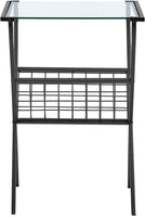 NEW Walker Edison Furniture Company Modern Metal and Glass Square Side Table with Magazine Storage Shelf Living Room Small End Accent Table, 17 Inch, Black, Retails $70+