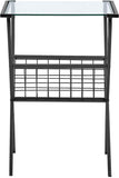 NEW Walker Edison Furniture Company Modern Metal and Glass Square Side Table with Magazine Storage Shelf Living Room Small End Accent Table, 17 Inch, Black, Retails $70+