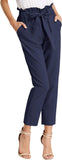 NEW GRACE KARIN Women's Cropped Paper Bag Waist Navy Blue Pants with Pockets, Sz 2XL, Retails $49+