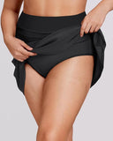 NEW Daci Women Plus Size Tummy Control Swim Skirt Athletic High Waisted Swimsuit Bottom, Swim Skirt Only, Black Plus Sz 22W