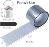 NEW Window Screen Repair Tape Screen Door Repair Kit Gray 3-Layer Strong Adhesive Tape Patches Fiberglass Mesh Instantly Fix Holes (2''X80'')
