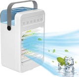 NEW Retails $80, Portable Air Conditioner, 4 in 1 Evaporative Air Cooler with 600ml Water Tank, 2/4/6H Timer 2 Cool Mist & 4 Speeds, 7 Colors Light 120° Oscillation Mini Air Cooler Fan for Personal Space in Room, Office, Bedroom