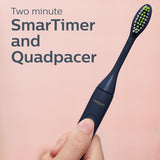 NEW PHILIPS One By Sonicare Battery Toothbrush, Midnight, Hy1100/04, 1 Count