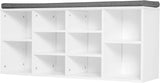 NEW IN BOX Retails $105, HOMCOM Shoe Bench with Storage, Upholstered Entryway Bench with Adjustable Shelves, Cushion for Living Room, Hallway, White