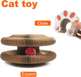 NEW Cat Toy Ball Track - Foldable Cat Scratch Board with Ball Kitty Scratching Post, Cat Accordion Toy, Cat Ball Track Toy, Kitten Scratcher for Spins, Scratches, Pounces