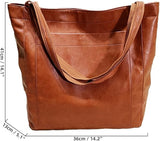 NEW Retro Tote Bag for Women PU Leather Shoulder Bag Large Capacity Handbag Work Satchel Commuter Purse, Burnt Coffee