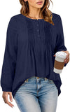 NEW Linen Shirt Women - Loose Fit Tee Cotton Ladies Top V-Neck Loose Tops Office UK Size Ladies Henley T-Shirt Womens V Neck Linen Vintage 3/4 Sleeve Blouses Blue, Sz 2X