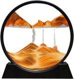 NEW E-feilai Moving Sand Art Picture for Gift, Quicksand Painting for Kids, 3D Dynamic Round Sand Art Liquid Motion, Deep Sea Sand Painting Artistic Sandscape for Home and Office Desktop Decor (Orange, 7'')