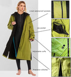 NEW Retails $89+ Weatherproof Rain Coat, KUYUSHOP Surf Robe Dry Poncho Hooded Towel Oversized Fleece Lining Thermal Long Sleeve Swim Parka, Sz L