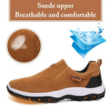 NEW Retails $45, Mens Hiking Shoes Laceless Suede Breathable Slip Resistant Boots Lightweight Sneakers for Outdoor Activity Hiking Walking, Men's Sz 12