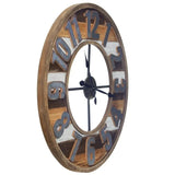 NEW LARGE Nielsen Bainbridge Rustic Reclaimed Wood and Metal 33 in. Wall Clock, Retails $158+